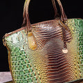 Gradient PU Leather Handbag Green Brown One Size