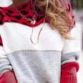 Full Size Leopard Color Block Long Sleeve Sweater Plus Size