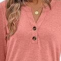 Casual Long Sleeve Button Detail T-Shirt
