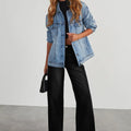 Raw Hem Wide Leg Jeans with Pockets