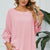 Smocked Lantern Sleeve Round Neck Blouse Blush Pink