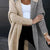 Two-Tone Open Front Knit Hooded Cardigan Gray