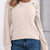 Ribbed Knit T-Shirt with Lace Shoulder Detail Apricot
