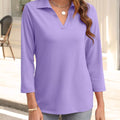Johnny Collar Solid Color Top Lavender