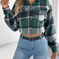 Plaid Button Up Cropped Jacket