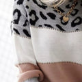 Full Size Leopard Color Block Long Sleeve Sweater Plus Size