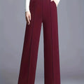 Wide Leg High Waist Pants Wine Red