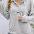 Button-Front Drawstring Hoodie