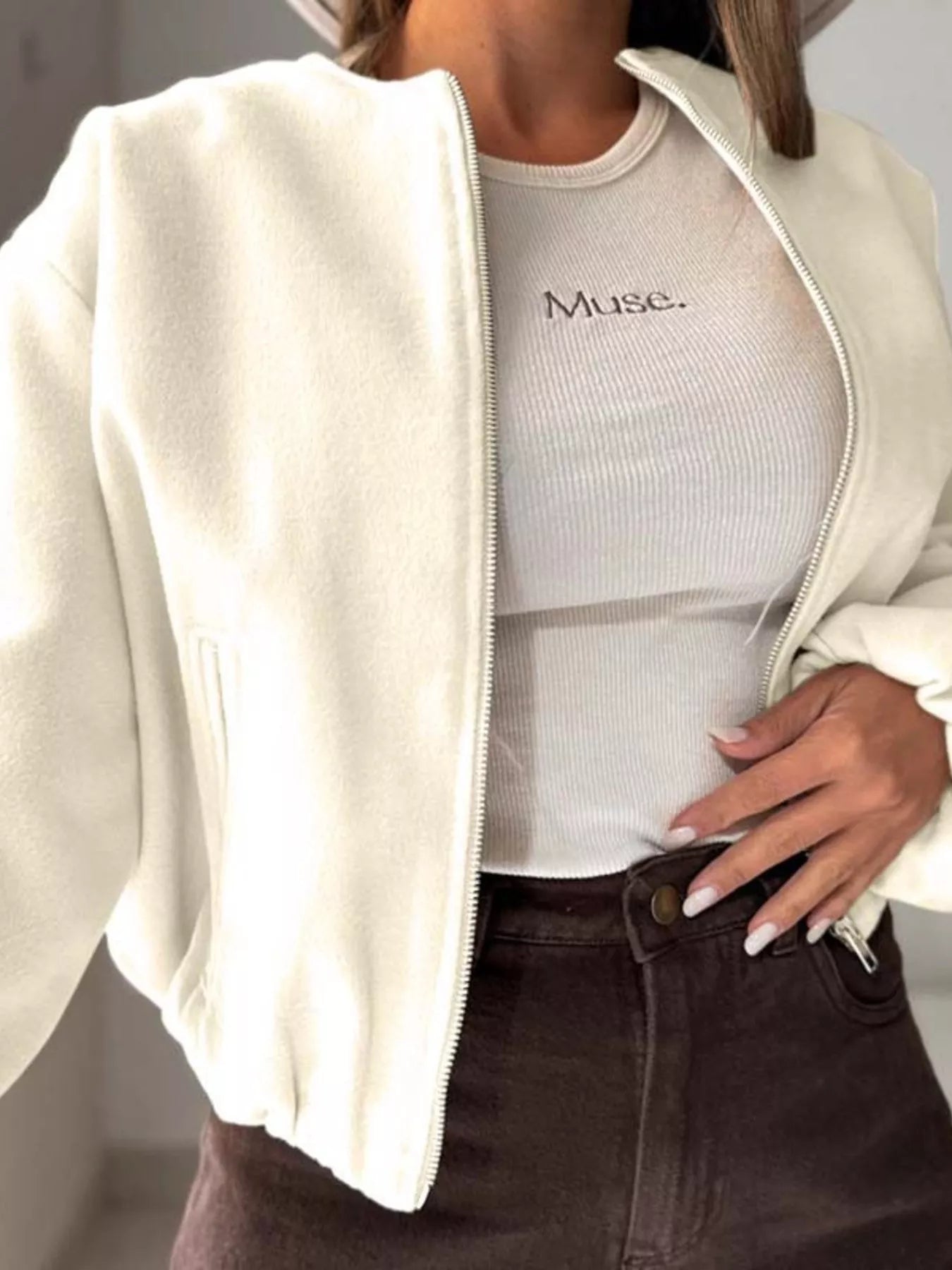 Casual Fleece Zip-Up Jacket