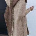 Two-Tone Open Front Knit Hooded Cardigan