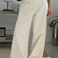 Wide Leg Jeans with Pockets Cream