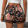 Paisley Print Tassel Hem Shorts
