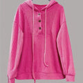 Button-Front Drawstring Hoodie