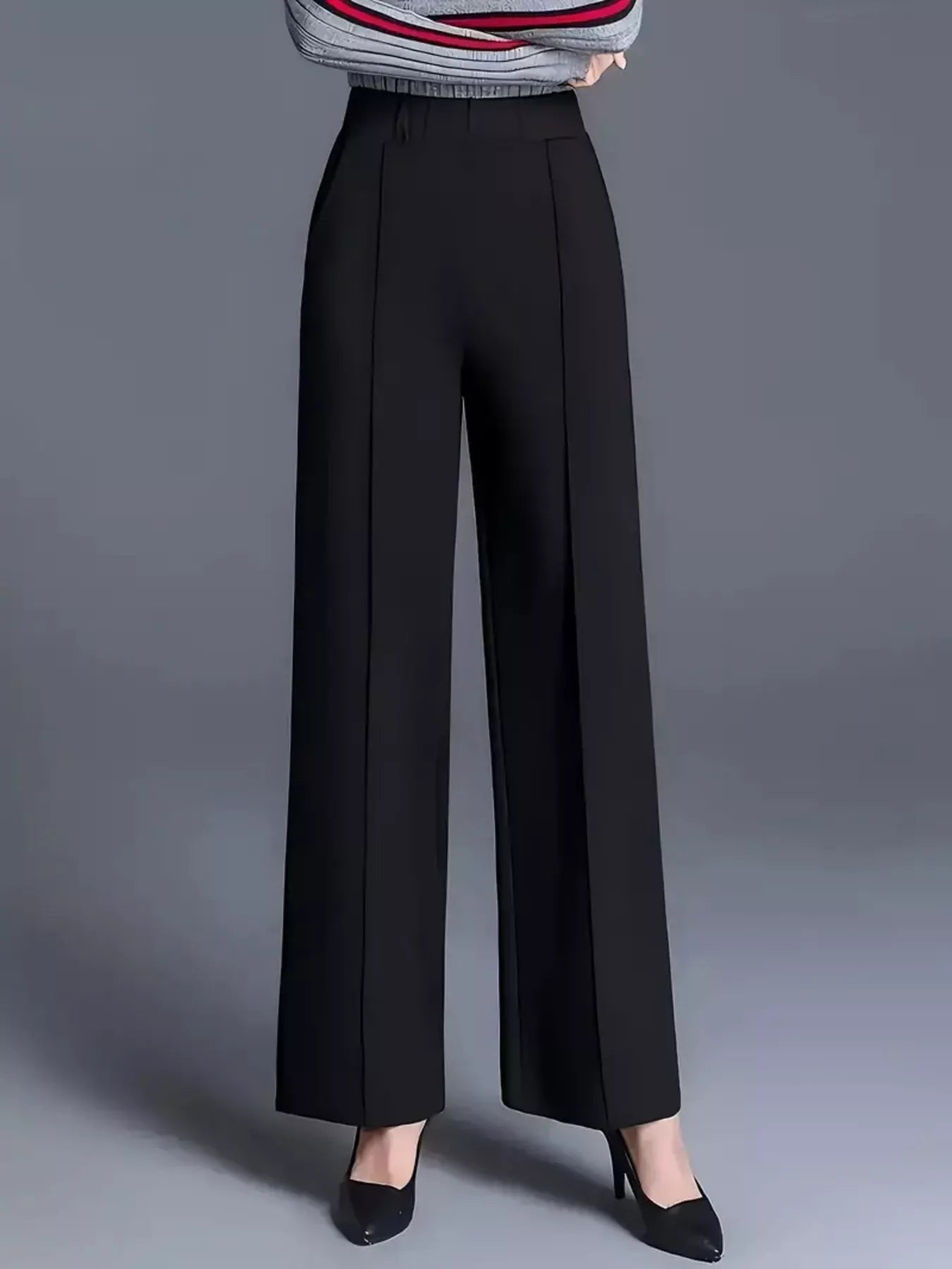 Wide Leg High Waist Pants Black