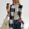 Cozy Plaid Sherpa Vest Coat