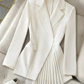 One Button Asymmetric Pleated Hem Blazer
