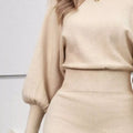 Lantern Sleeve Bodycon Sweater Dress