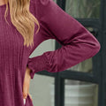 Smocked Round Neck Lantern Sleeve Blouse
