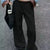 Wide Leg Drawstring Sweatpants Black