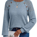 Ribbed Knit T-Shirt with Lace Shoulder Detail