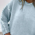 Contrast Stitching Dropped Shoulder Sweater