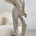 Ribbed Knit V-Neck Top and Pants Lounge Set