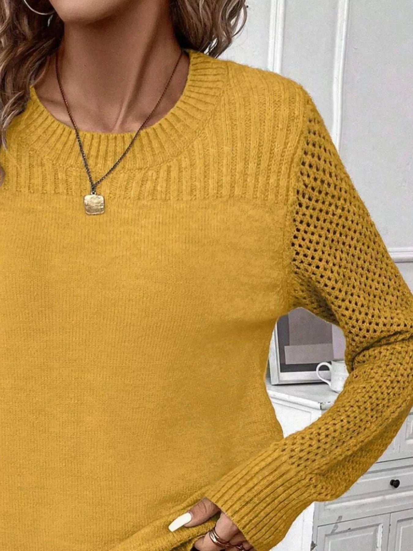 Openwork Long Sleeve Sweater