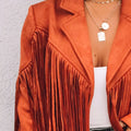 Fringe Open Front Cropped Jacket