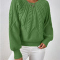 Cable Knit Long Sleeve Sweater Olive Green