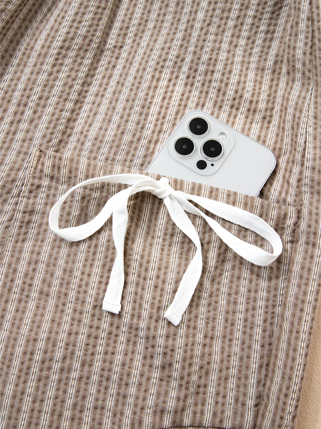 Stripe Drawstring Cargo Jogger Pants with Pockets