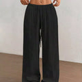 Full Size Drawstring Wide Leg Pants Plus Size Black