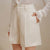 High-Waist Textured Shorts Ivory