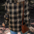 Plaid Double Flap Pocket Brushed Shacket