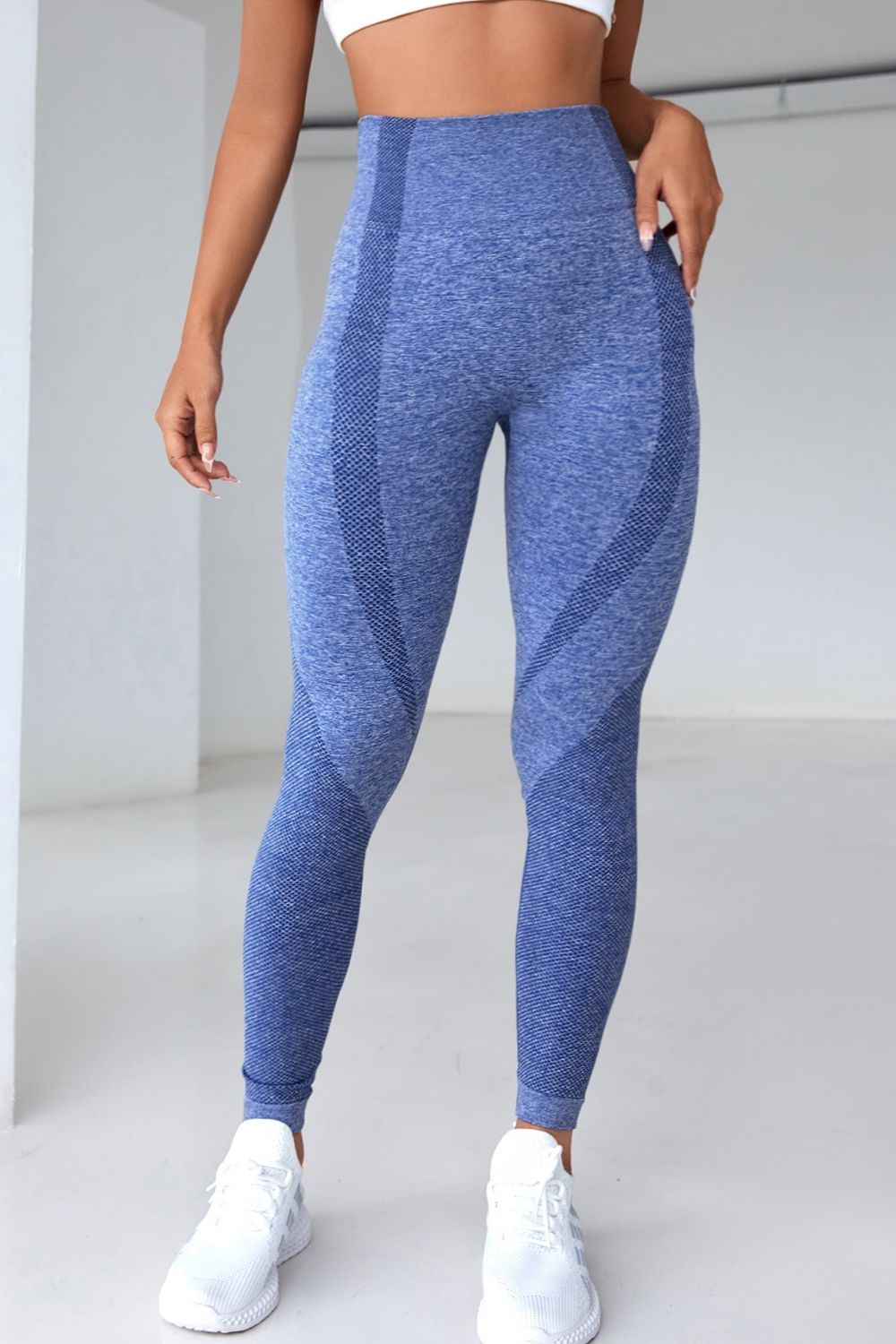 High Waistband Long Active Pants Dusty Blue