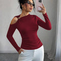 Cutout One-Shoulder Long Sleeve T-Shirt