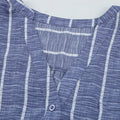 Striped Print V Neck Half Buttons Loose Blouse