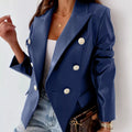 Lapel Collar Leather Blazer Blue