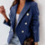 Lapel Collar Leather Blazer Blue