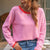 Striped Round Neck Drop Shoulder T-Shirt Hot Pink