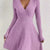 Ribbed Knit Wrap Mini Dress Lavender
