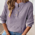 Ribbed Button Detail Long Sleeve T-Shirt
