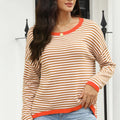 Striped Round Neck Drop Shoulder T-Shirt