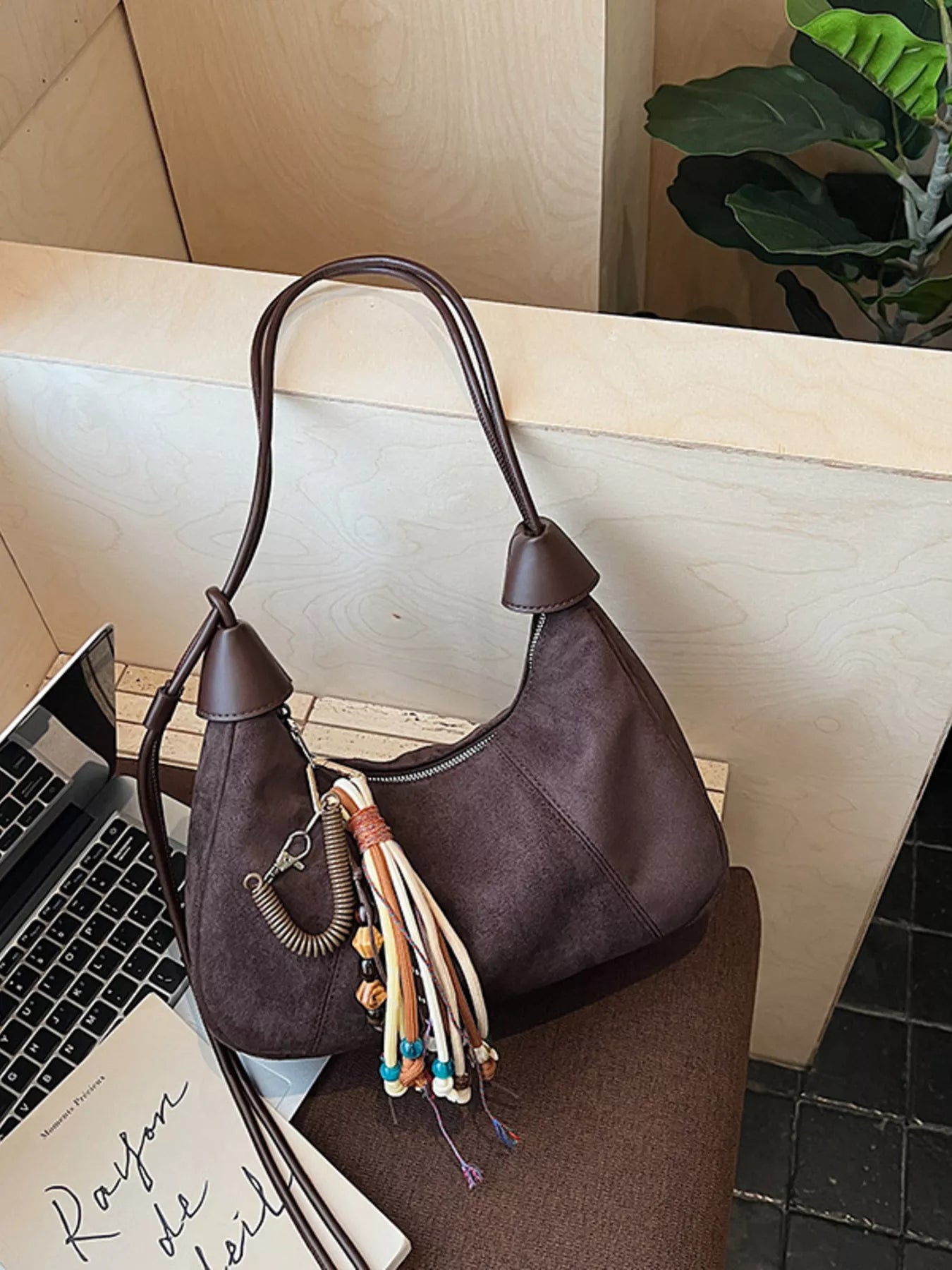 Vintage Suede Tassel Shoulder Bag