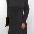 Casual Long Sleeve Hooded Knit Dress Black