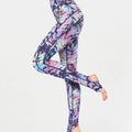 Printed Wide Waistband Active Leggings with Stirrups
