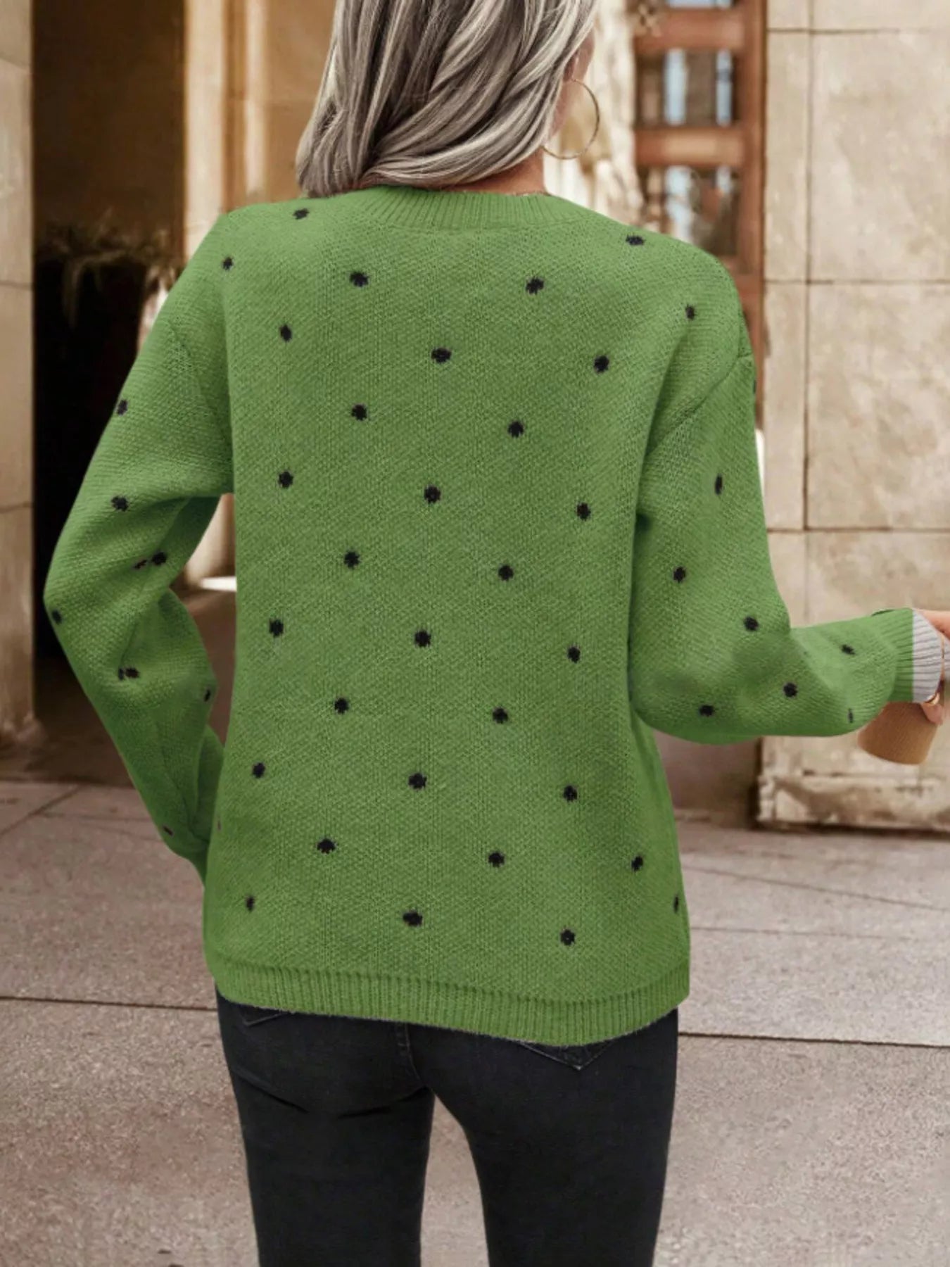 Polka Dot Long Sleeve Sweater