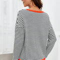 Striped Round Neck Drop Shoulder T-Shirt