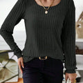 Ribbed Knit Long Sleeve T-Shirt