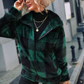 Plaid Zip-Up Collared Jacket