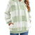 Full Size Plaid Sherpa Drawstring Hoodie Plus Size Green